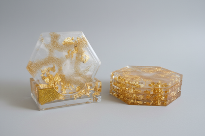 Large Gold & Clear Coaster with Base